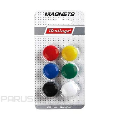 Магнит для магнитно-маркерных досок, диаметр 2см, 6шт/упак, Berlingo