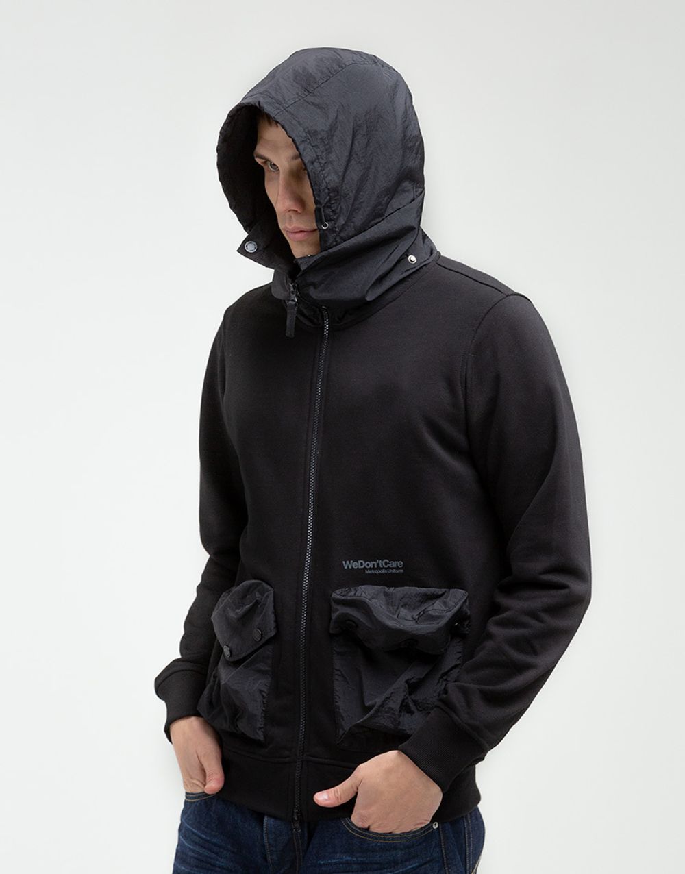 Худи We Don’t Care Rolled Up Zip Hoodie Black