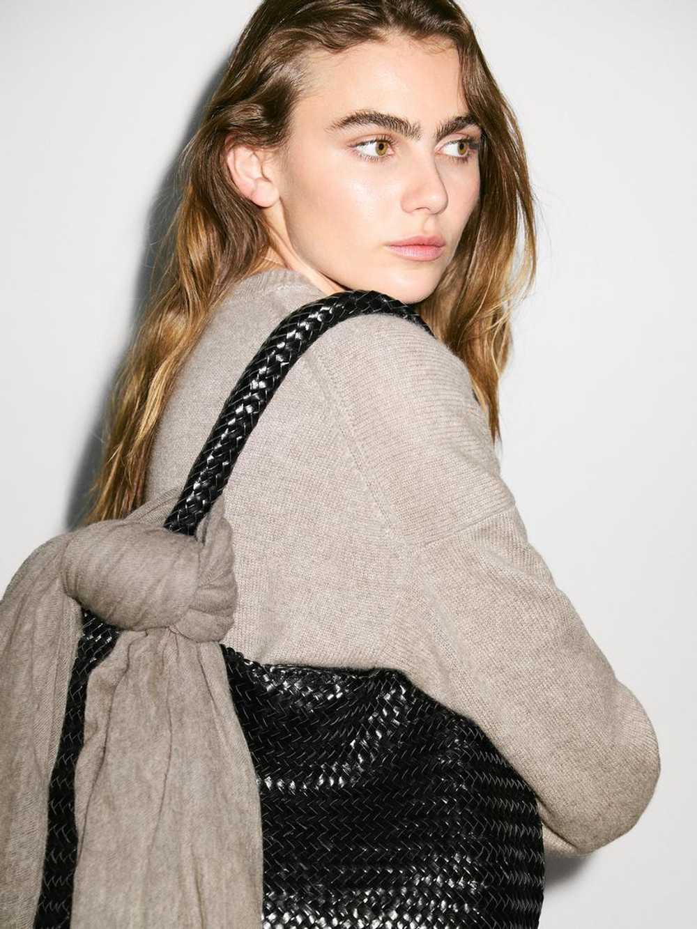 Massimo Dutti Шарф из 100% кашемира, натуральный, кротово-коричневый