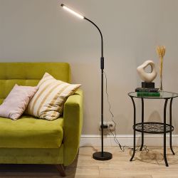 ULM-T619 10W-3000-6500K-DIM BLACK Торшер напольный светодиодный. 10W. с регулировкой наклона. Сенсорный выключатель. Диммер. Черный. ТМ Uniel