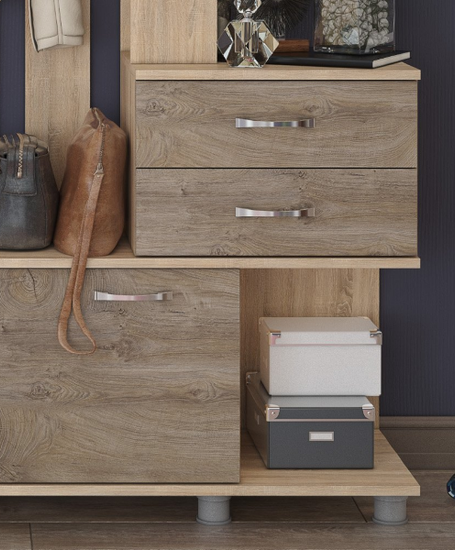 Прихожая модульная МИКС-АРТ  дуб сонома / дуб эндгрейн необработанный