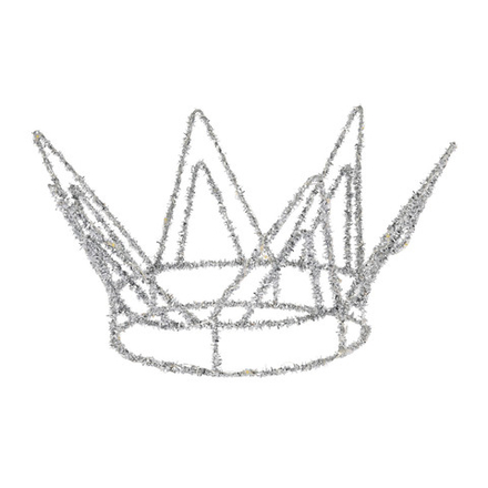 Корона из серебристой мишуры с LED подсветкой 25*19*17 см