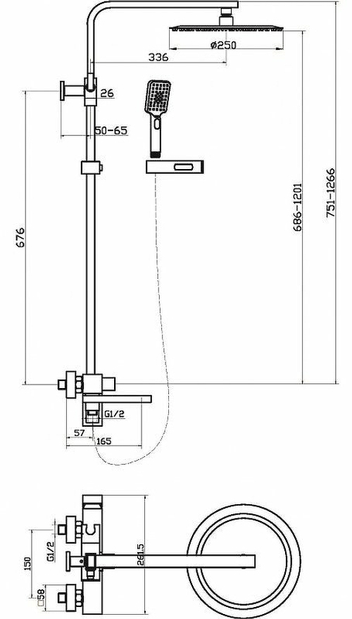 Душевая система BelBagno Luce LUC-VSCM-NERO Черная матовая