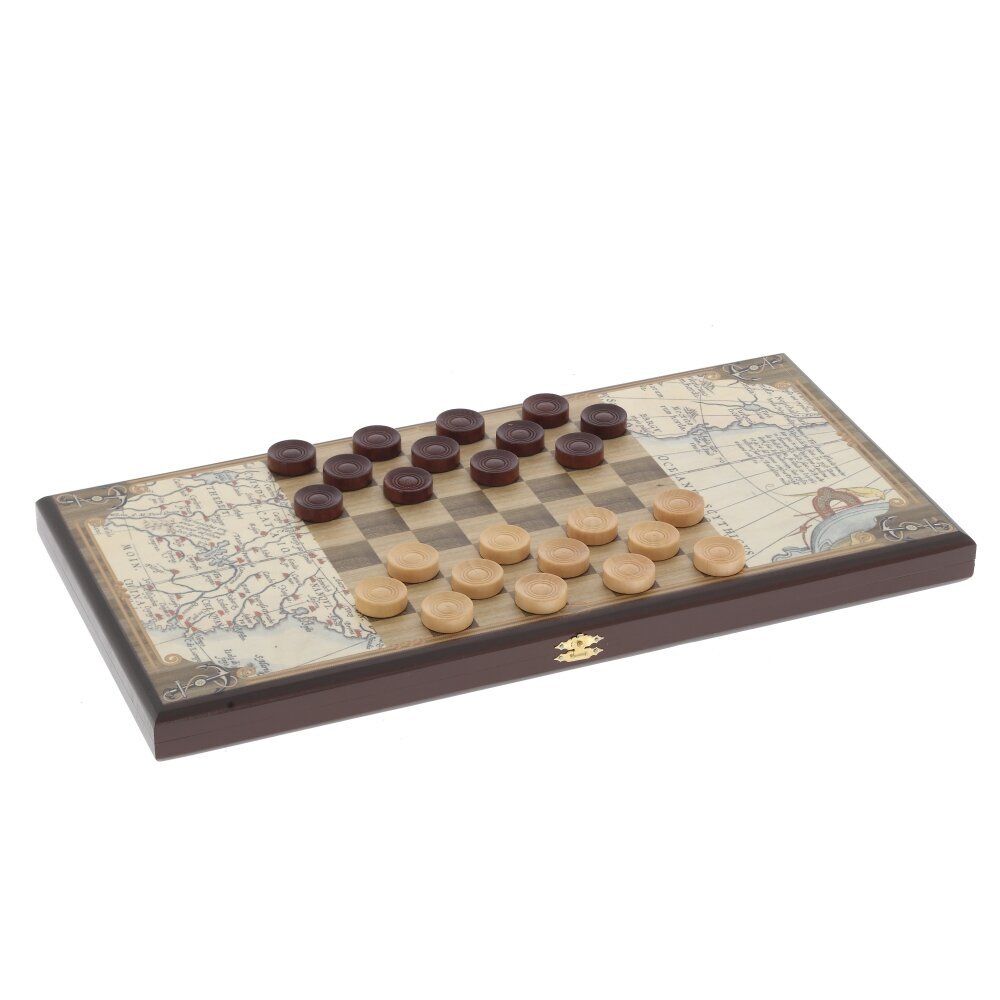 GAEM Игра настольная 2 в 1 ( шашки, нарды) "Морские", L50 W24,5 H4 см