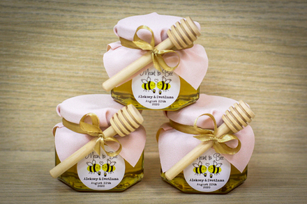 Бонбоньерка с медом на свадьбу с веретеном, 140 грамм