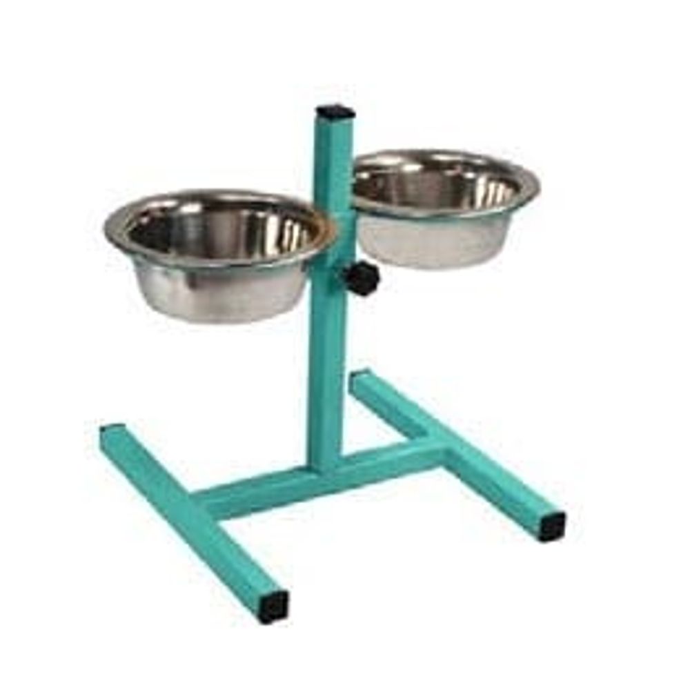 Кормушка-телескоп  рег.2 мет миски(люкс 0,18л)D-12см,выс до 20 см  (КТ 1220рл/м.волна.)