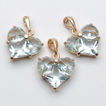 Подвеска Сердце, цвет золото+аквамариновый, размер 14*14 мм, цена за 1 шт