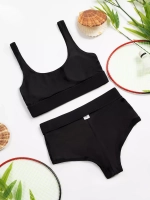 купальник в рубчик спортивный с шортами и топом