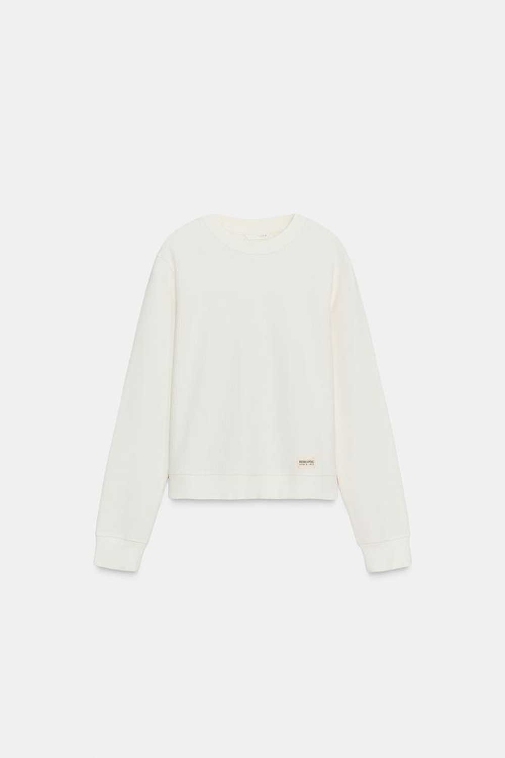 ZARA ВАФЕЛЬНАЯ ФУТБОЛКА С ЭТИКЕТКОЙ, ЖЕЛТОВАТО-БЕЛЫЙ