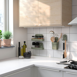 IKEA ÖBONÄS  (ИКЕА ÖБОНÄС)  -  Крючок с тройной присоской, серо-зеленый, 7x11 см