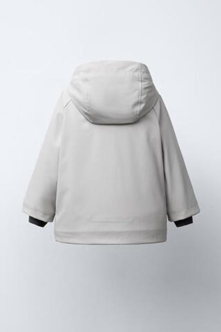 ZARA ПРОРЕЗИНЕННЫЙ ДОЖДЕВИК WATER RESISTANT, ЦВЕТ ЛЬДА