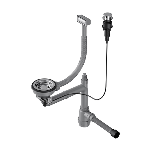 Арматура с клапаном-автоматом для одночашевых моек с прямоугольным переливом и декоративным элементом для корзины Omoikiri WK-1-A-IN