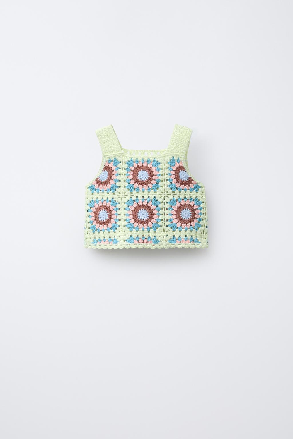 ZARA ТОП ИЗ КРУЖЕВА КРОШЕ, НЕОНОВО-ЛАЙМОВЫЙ