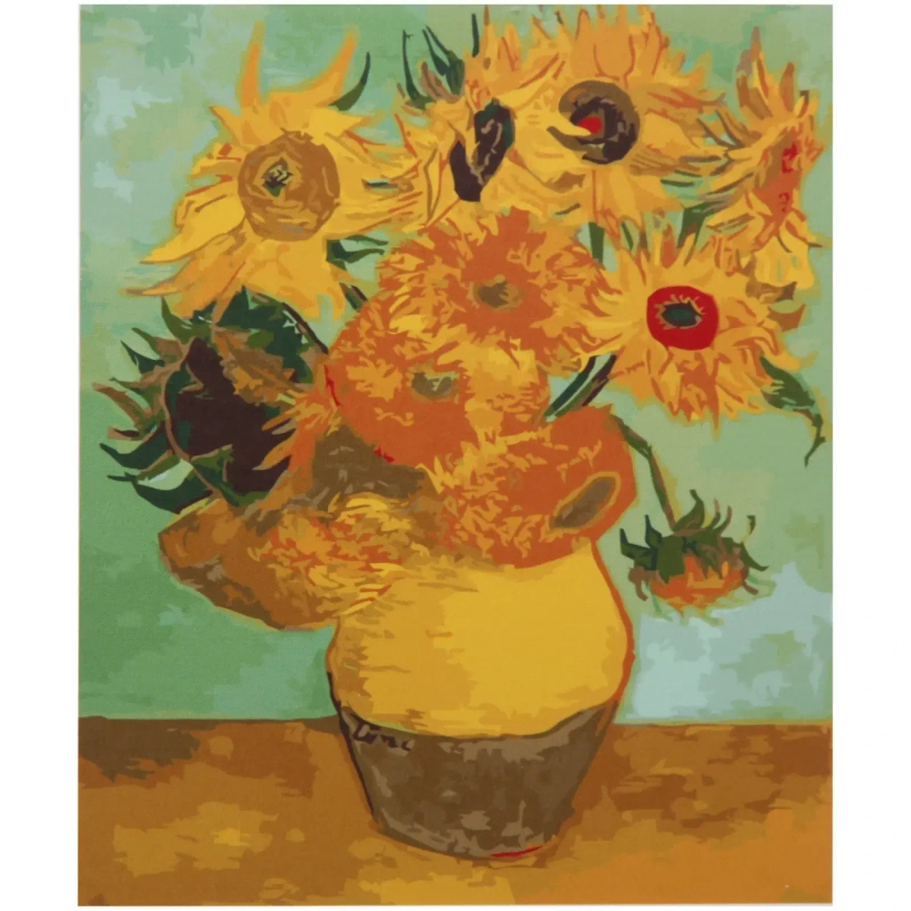 Алмазная мозаика на подрамнике с полным заполнением»МИР ЯРКИХ КРАСОК», репродукция подсолнухи, 40*50см