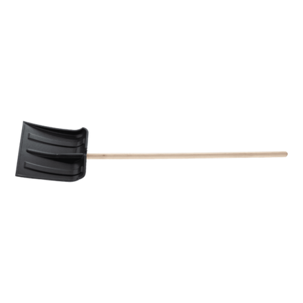 Лопата для уборки снега пластиковая, без планки, 350х350х1445 мм, деревянный черенок