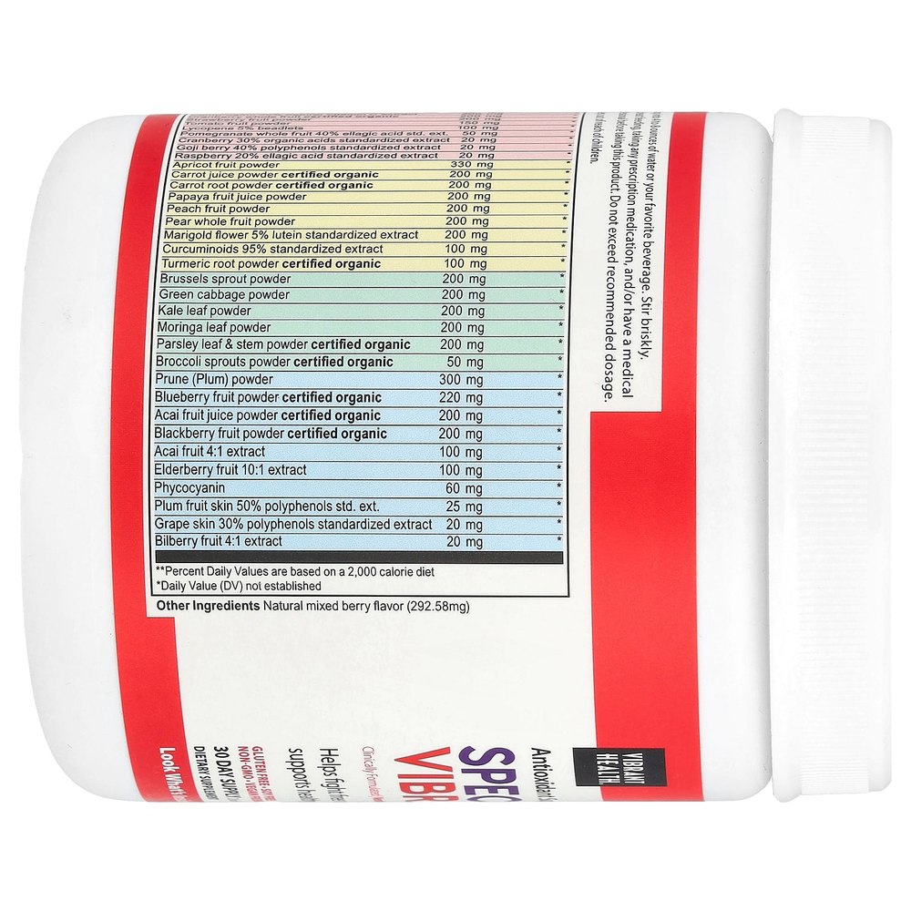 Vibrant Health, Spectrum Vibrance®, антиоксидантный суперпродукт, версия 3.1, ягодное ассорти, 184,2 г (6,5 унции)