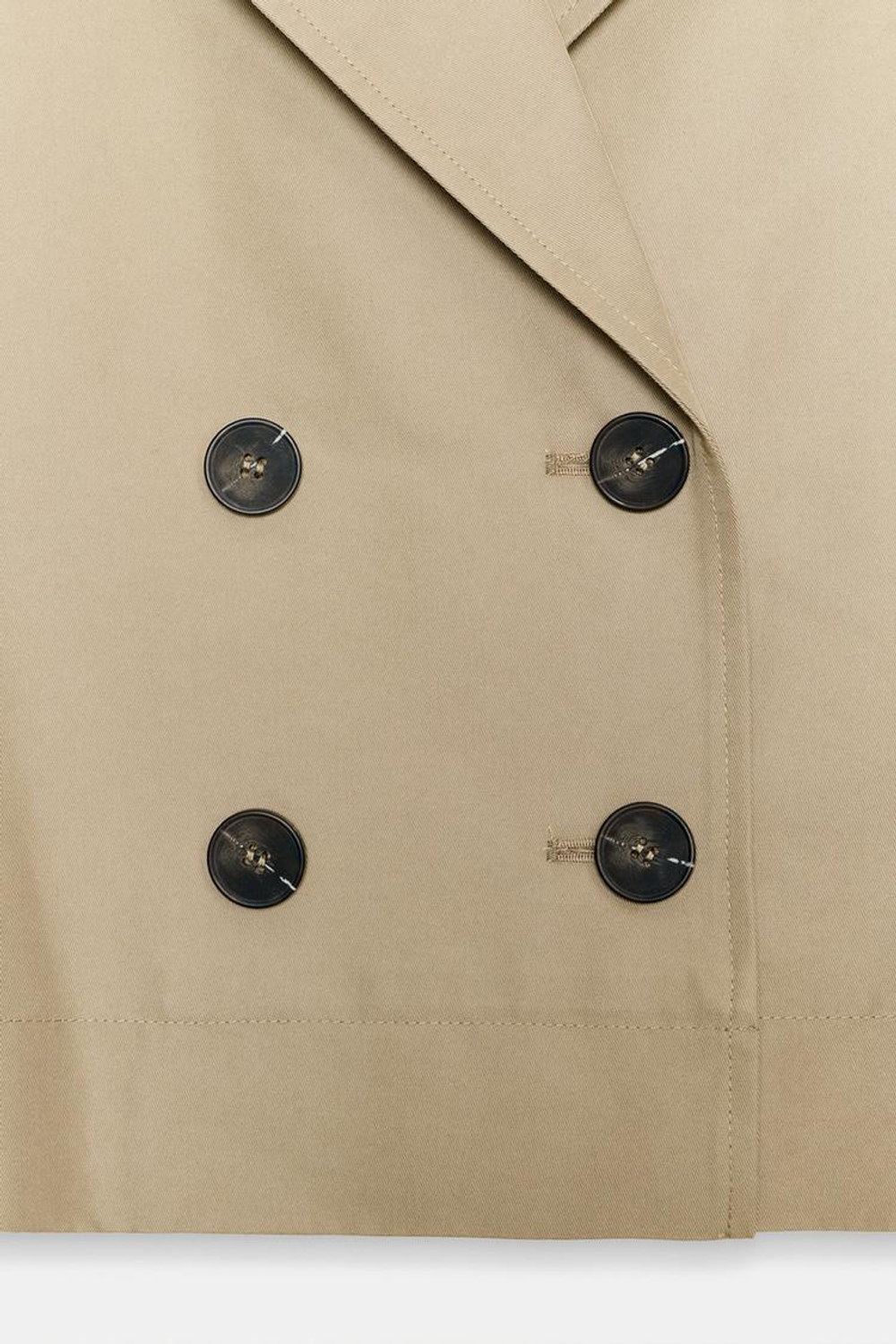 ZARA УКОРОЧЕННЫЙ ТРЕНЧ С КОРОТКИМИ РУКАВАМИ, РЫЖЕВАТО-КОРИЧНЕВЫЙ