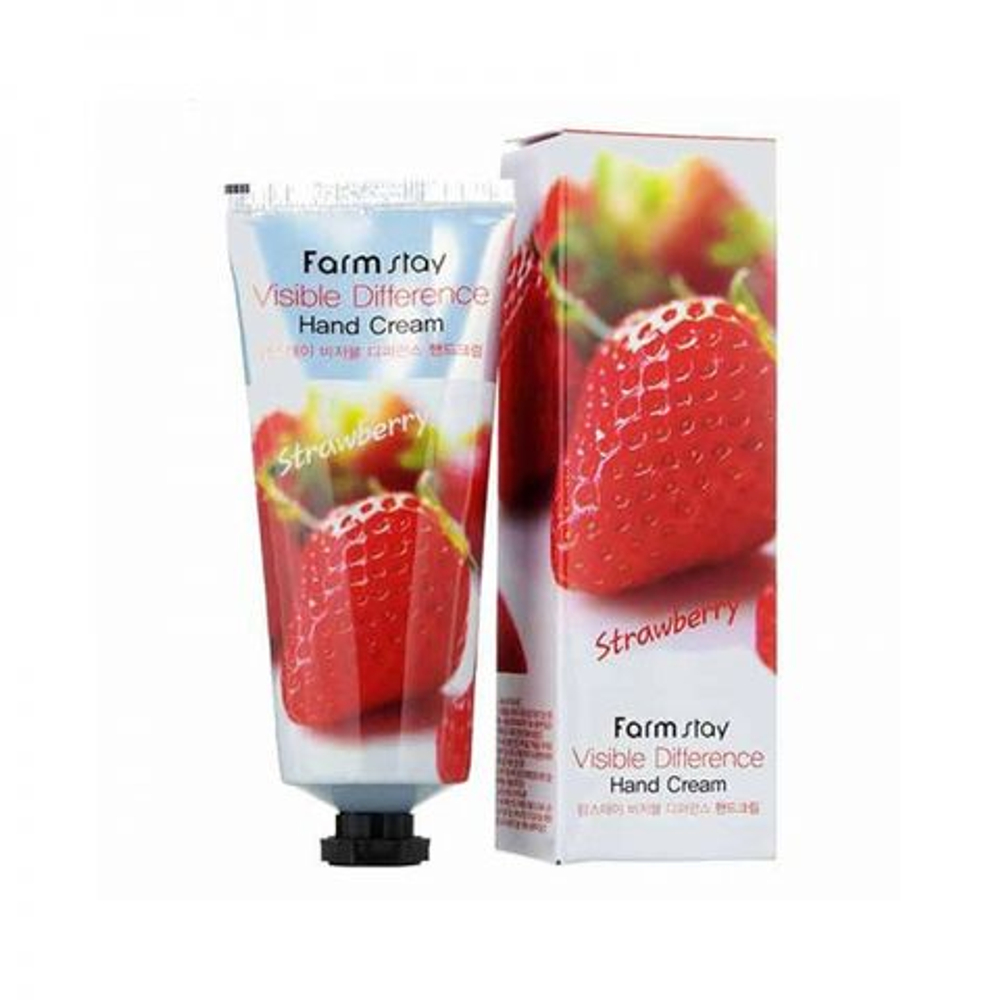 Крем для рук с экстрактом клубники - FARMSTAY Visible Difference Strawberry Hand Cream, 100 ml