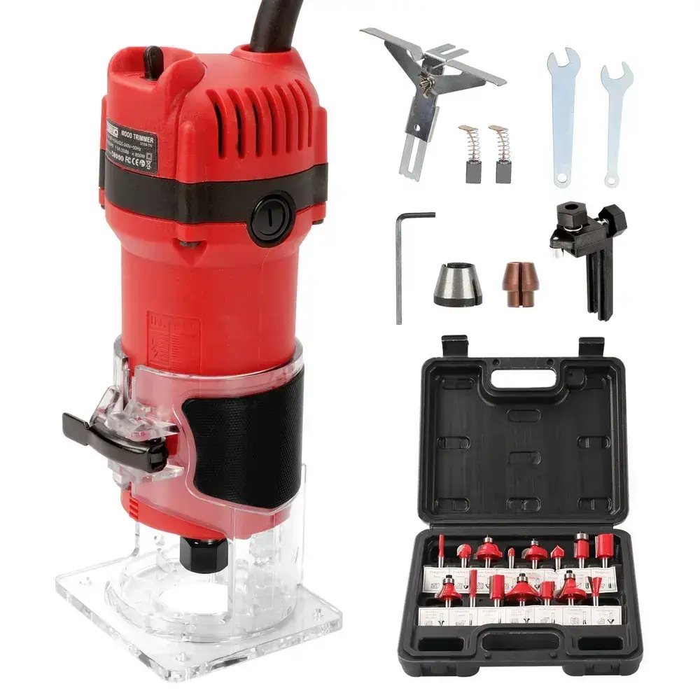 Фрезер по дереву электрический TEENO 800 Вт,цанга 6/6.35 мм,набор фрез 15 шт,31000 об/мин