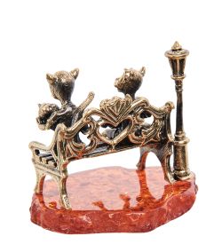 Народные промыслы AM-1485 Фигурка «Коты большая семья» (латунь, янтарь)