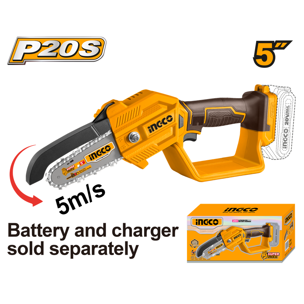 Пила цепная аккумуляторная 130мм 20 В INGCO CGSLI2058 без акб и з/у