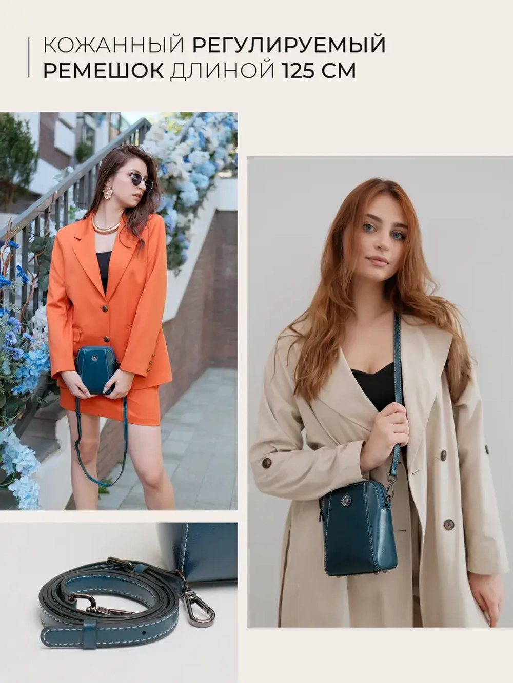 Сумка через плечо маленькая кросс боди для телефона кожаная