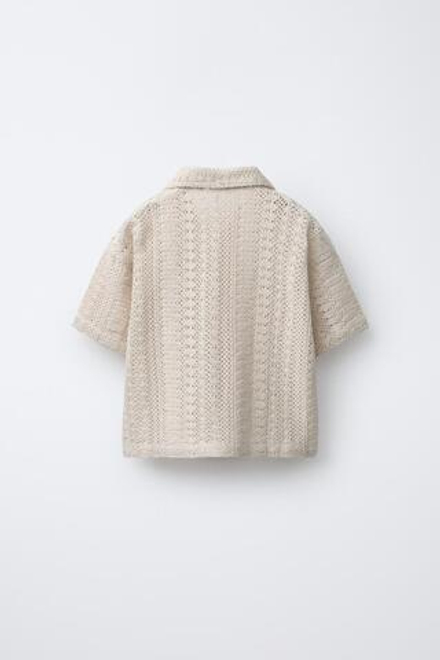 ZARA РУБАШКА С КОРОТКИМИ РУКАВАМИ, ЭКРЮ