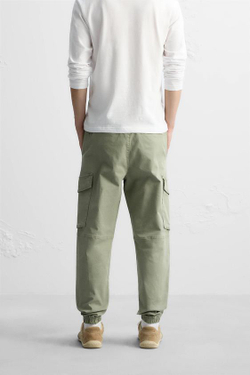 ZARA БРЮКИ КАРГО, СВЕТЛЫЙ ХАКИ