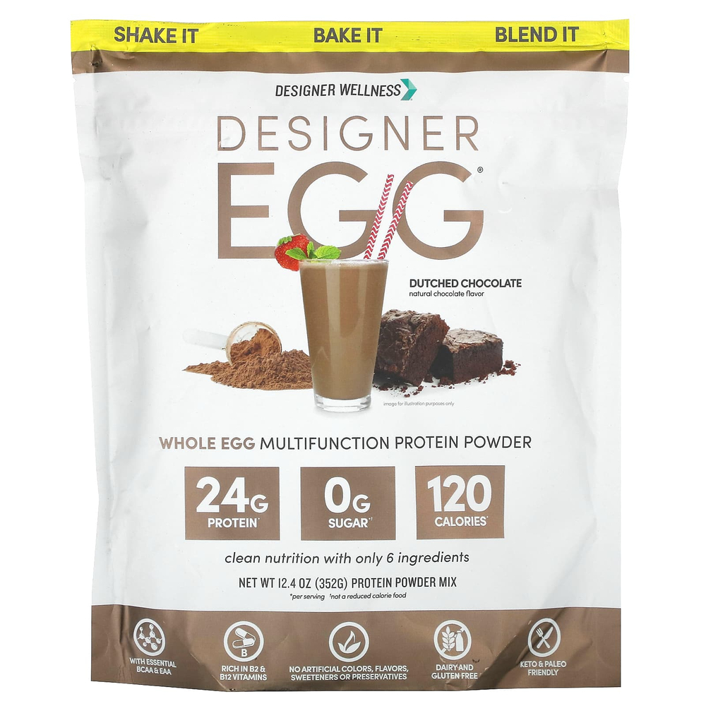 Designer Wellness, Designer Egg®, многофункциональный протеиновый порошок из цельного яйца, голландский шоколад, 352 г (12,4 унции)