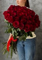 51 роза Красный бархат 90см XXL под ленту