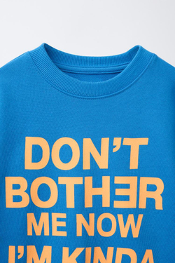 ZARA ТОЛСТОВКА С НАДПИСЬЮ, ЯРКО-СИНИЙ