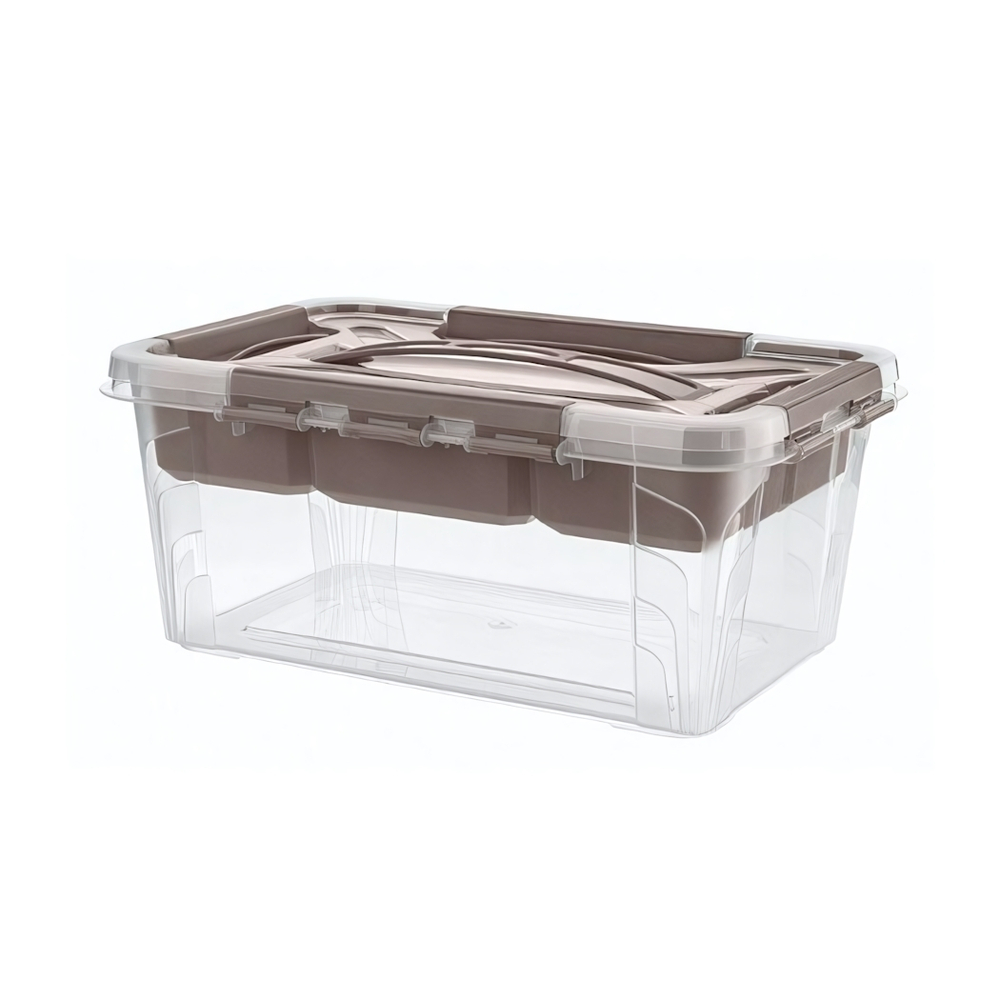 Ящик универсальный с замками и вставкой- органайзером "grand box", 290х190х124мм, 4,2л (коричневый)