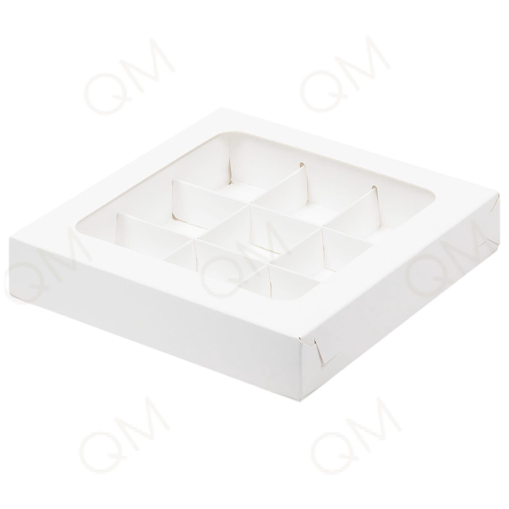 Коробка для конфет с вклеенным окном 155*155*30 мм (9) (крафт)