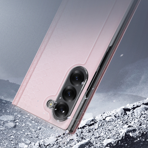 Чехол розового цвета с премиальной искусственной кожи от Dux Ducis для Samsung Galaxy Z Fold 6, серия Bril Series Case