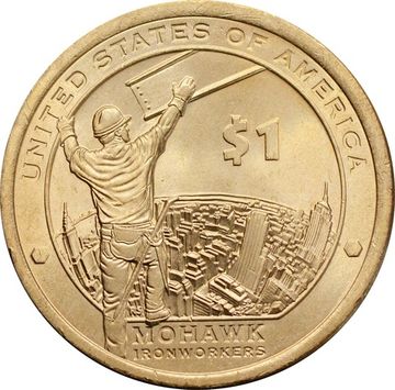 1 доллар (dollar) 2015 P США «Коренные Американцы - Рабочие Мохоки»