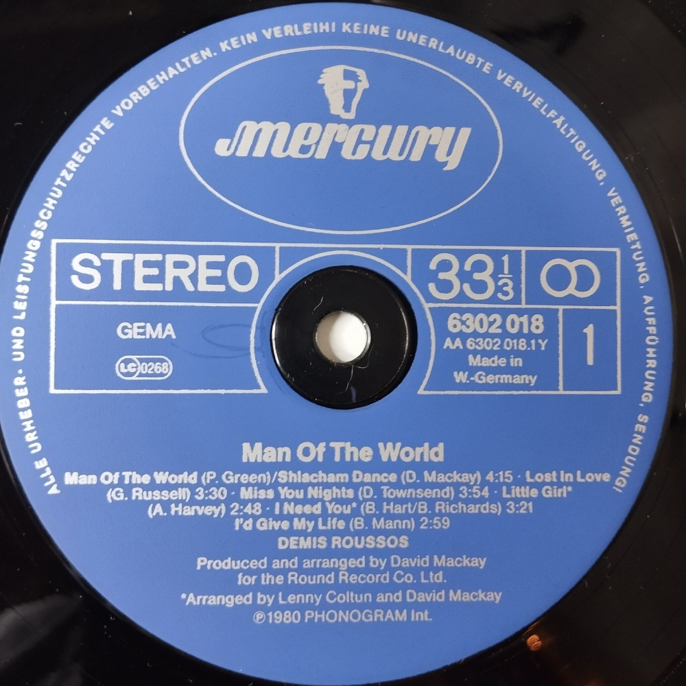 Винтажная виниловая пластинка LP Demis Roussos Man Of The World (Germany 1980) The Wedding Song