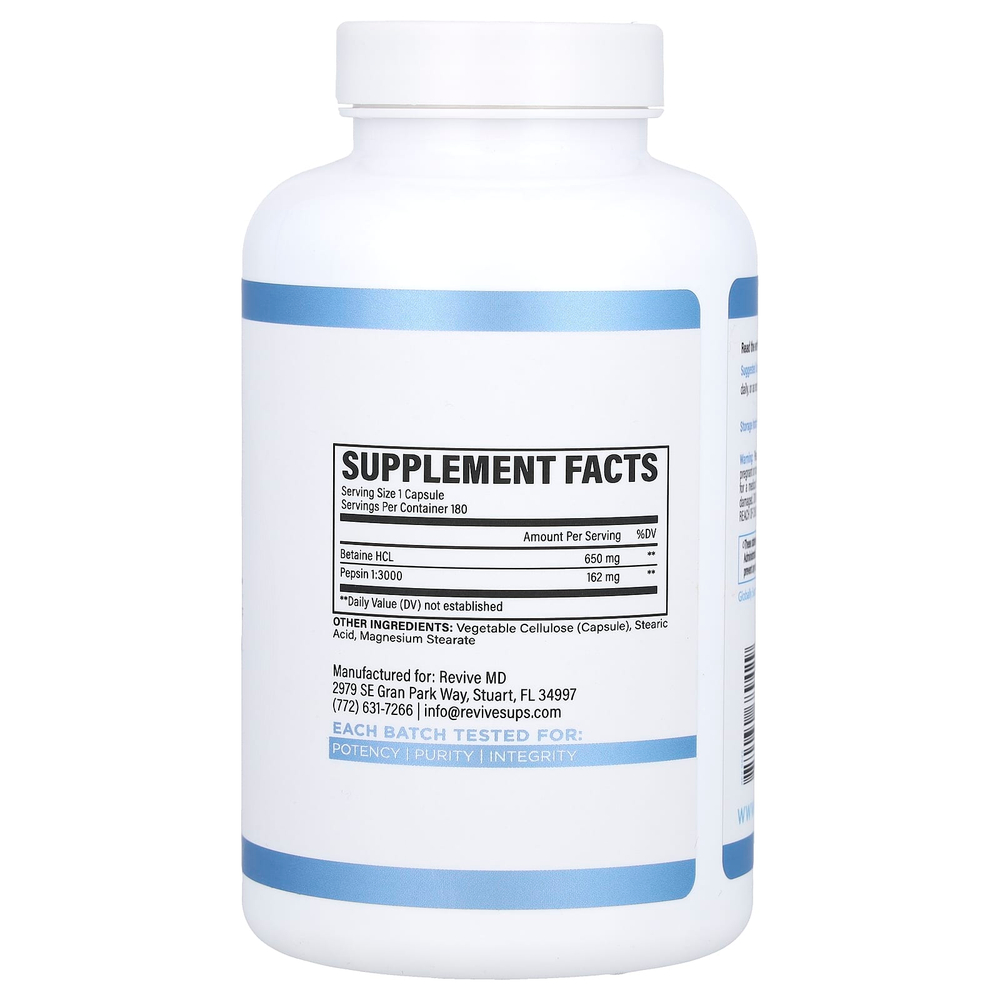 Revive, бетаин гидрохлорид, 180 вегетарианских капсул