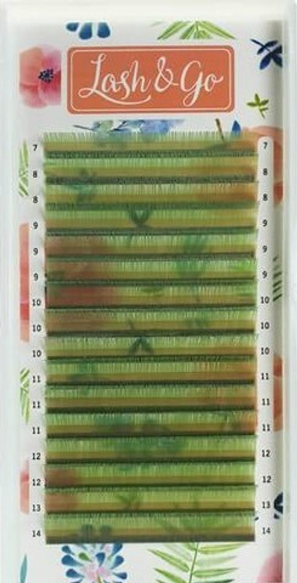 Светло-зеленые ресницы Lash&Go MIX - 16 линий
