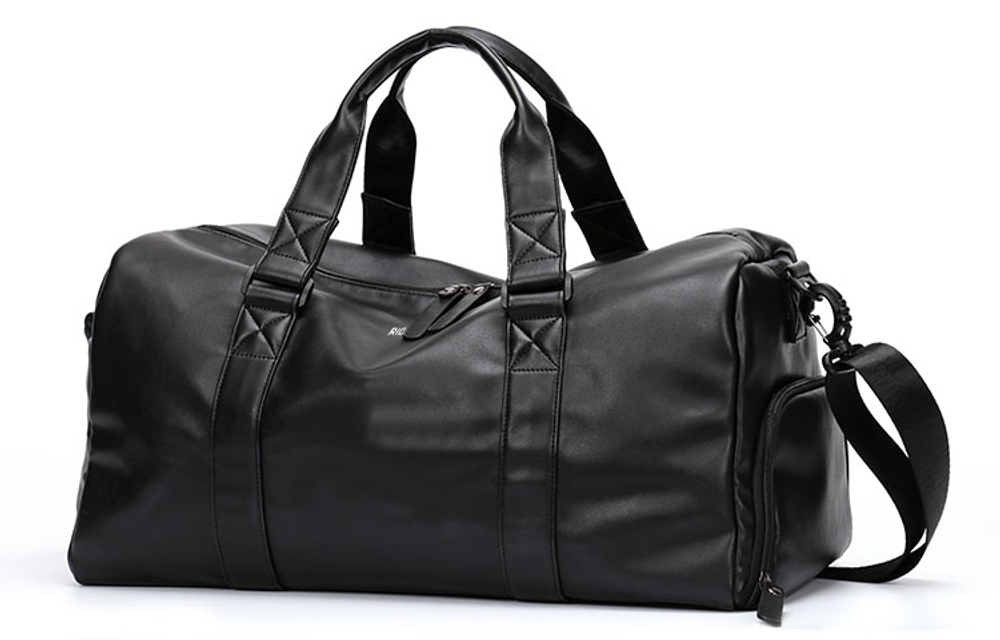 RIOREX PU Gym Bag, Portable Crossbody Luggage Bag, Travel Bag Regular Unisex Black