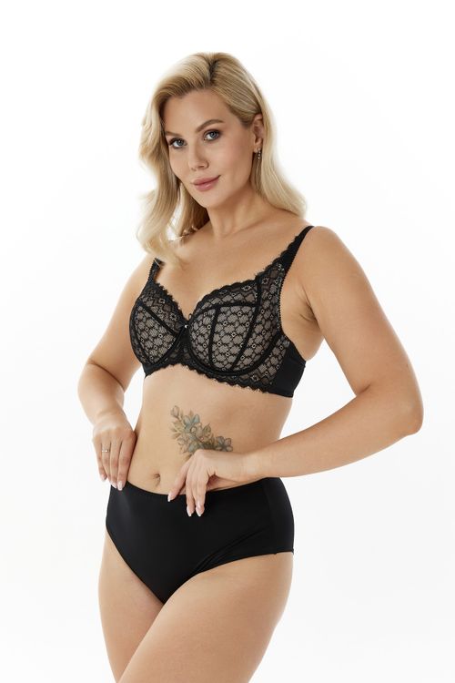 Бюстгальтер Zebra мягкая чаша на каркасах (черный/обж.миндаль)