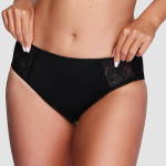 Классические трусики-слипы с кружевом по бокам (Размер: 54) (Цвет: черный с бежевым)