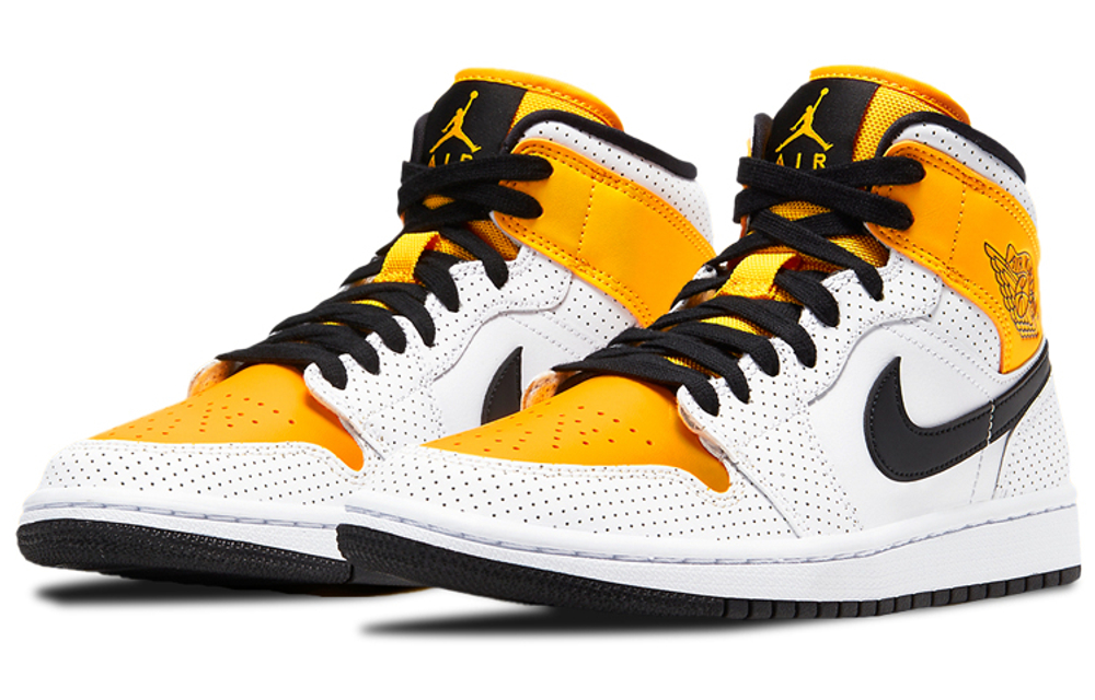 Air Jordan 1 Mid 'Perforated White University Gold' Women's