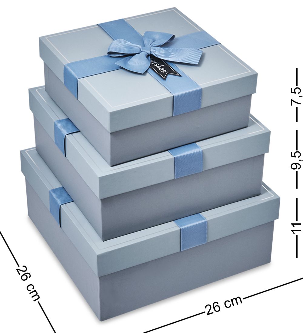 WF-190-A Набор коробок из 3 шт, серо-голубой