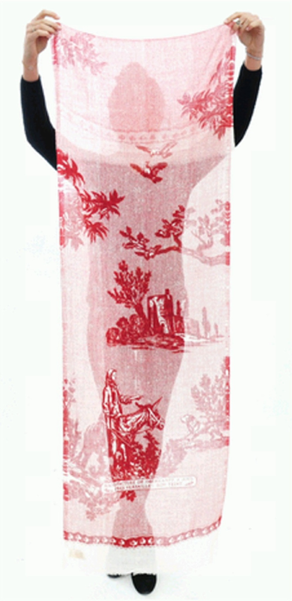 Шарф шерстяной 50x180 Petrusse Jouy Bordeaux Франция детали