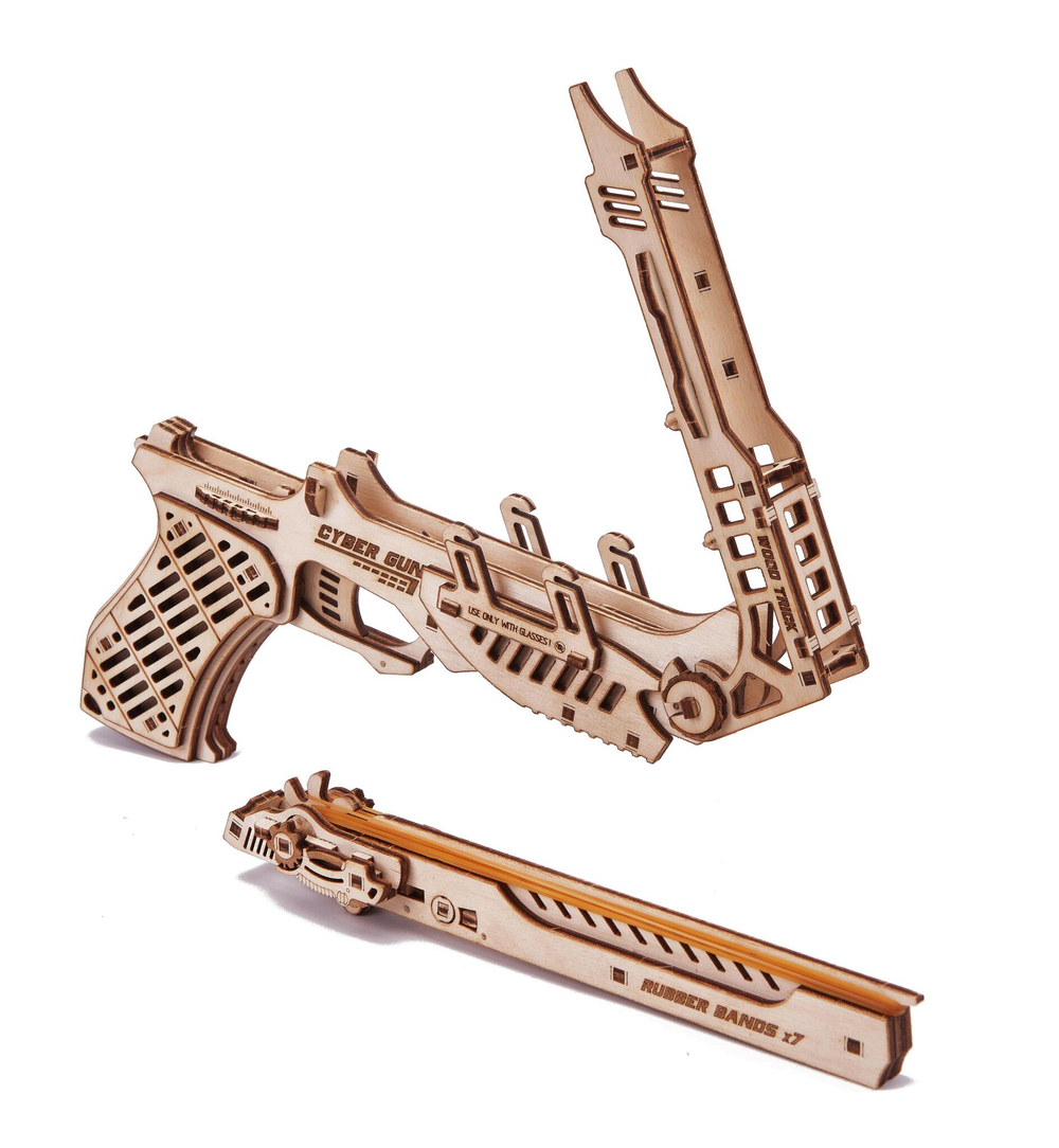 Сборная модель из дерева Wood Trick Кибер Пистолет с мишенями