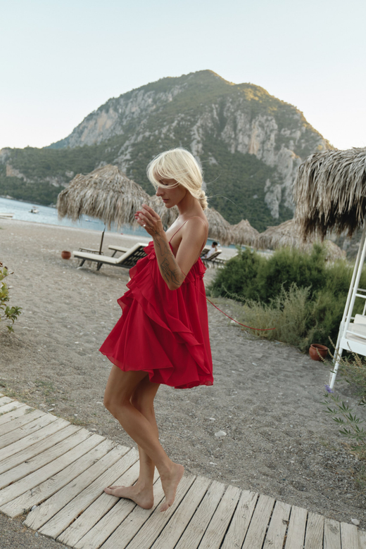 Платье мини с воланами red