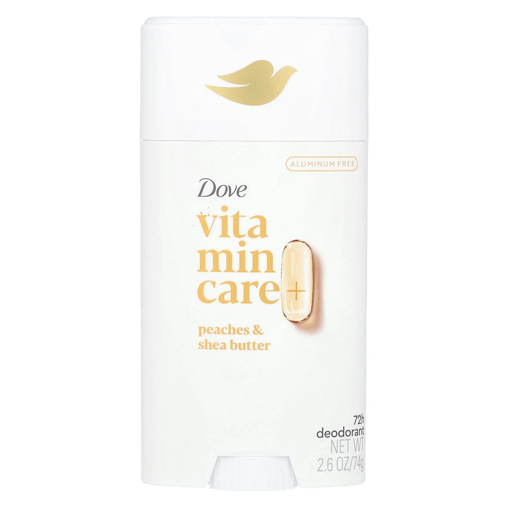 Dove, Vitamin Care + дезодорант, персики и масло ши, 74 г (2,6 унции)