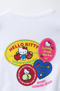 ZARA ФУТБОЛКА СТИКЕРЫ HELLO KITTY ©, БЕЛЫЙ