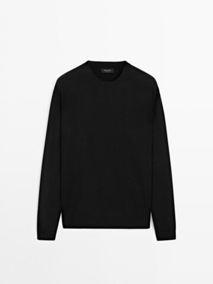 Massimo Dutti Свитер из смесовой шерсти с круглым вырезом, черный