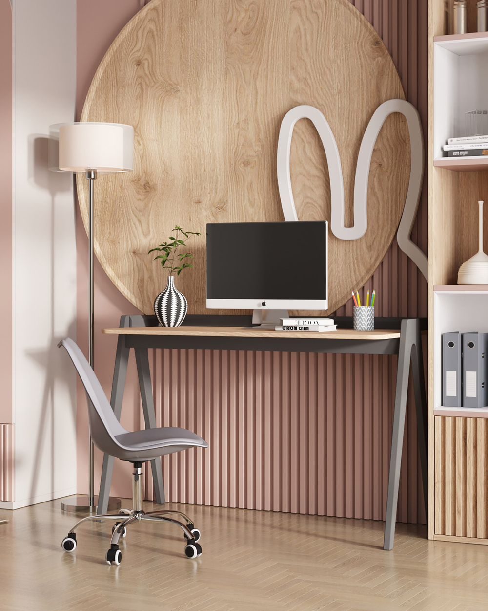 Стол письменный Pyramid 118*53 светлое дерево/серый